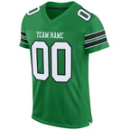Custom Grass Green White-Black Mesh Authentic Football Jersey photo 2