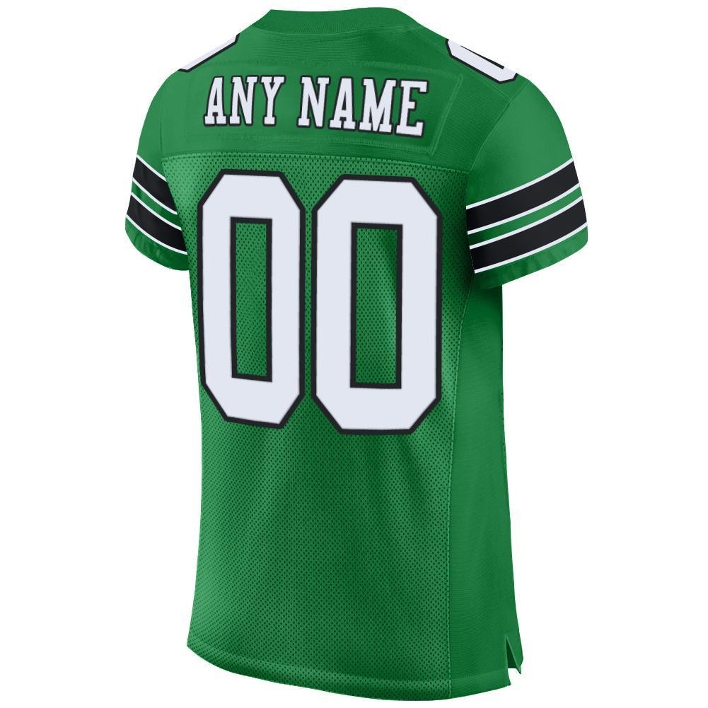 Custom Grass Green White-Black Mesh Authentic Football Jersey photo 3