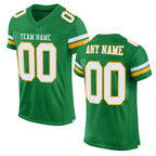Custom Grass Green White-Gold Mesh Authentic Football Jersey