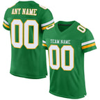 Custom Grass Green White-Gold Mesh Authentic Football Jersey photo 1