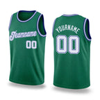 Custom Kelly Green White-Royal Round Neck Rib-Knit Basketball Jersey