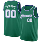 Custom Kelly Green White-Royal Round Neck Rib-Knit Basketball Jersey photo 1