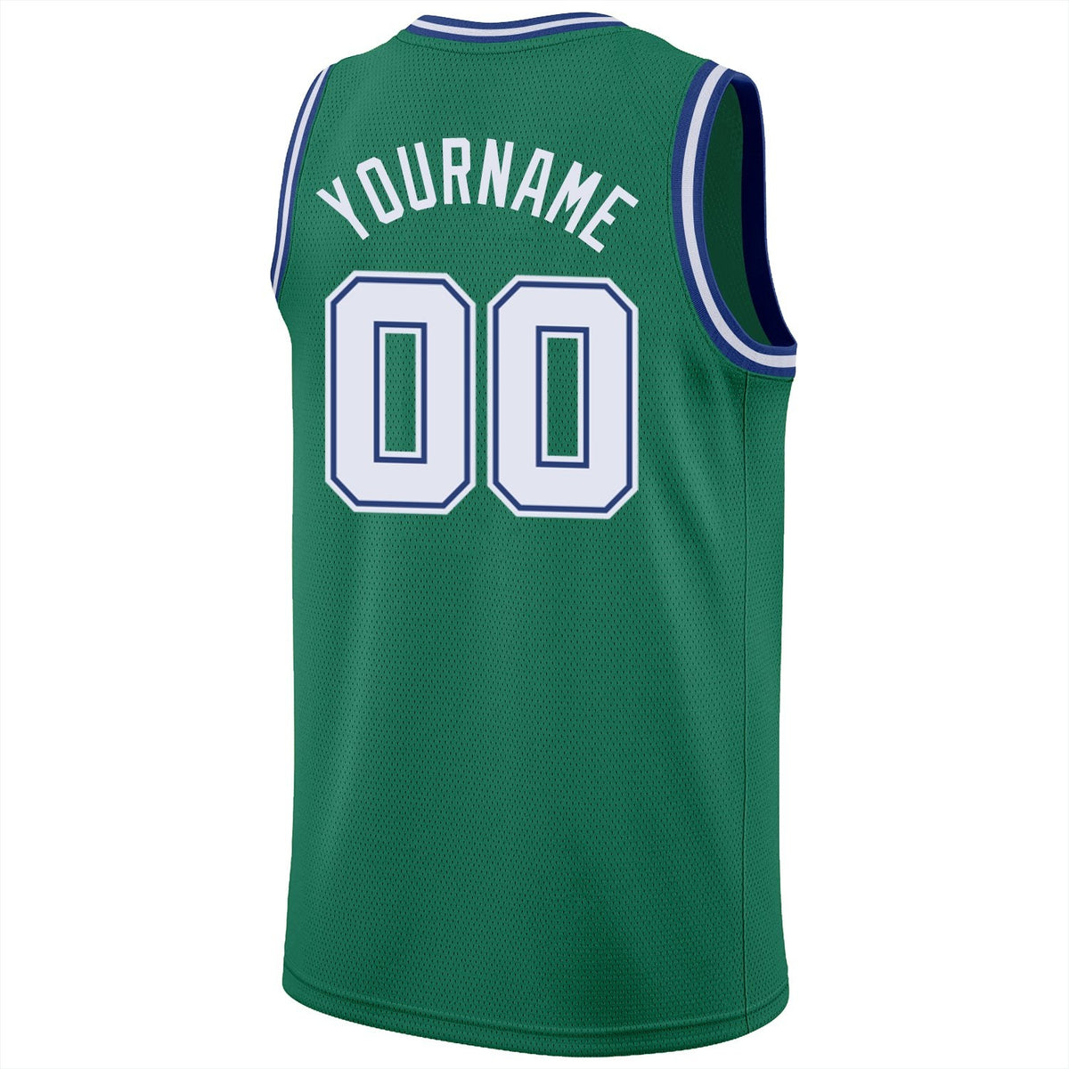 Custom Kelly Green White-Royal Round Neck Rib-Knit Basketball Jersey photo 6