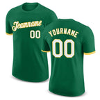 Custom Kelly Green White-Gold Performance T-Shirt