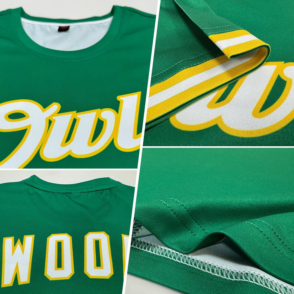 Custom Kelly Green White-Gold Performance T-Shirt photo 2