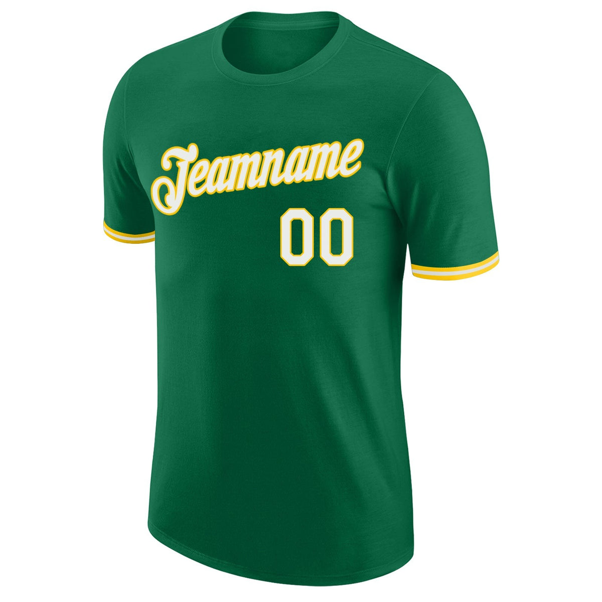 Custom Kelly Green White-Gold Performance T-Shirt photo 5