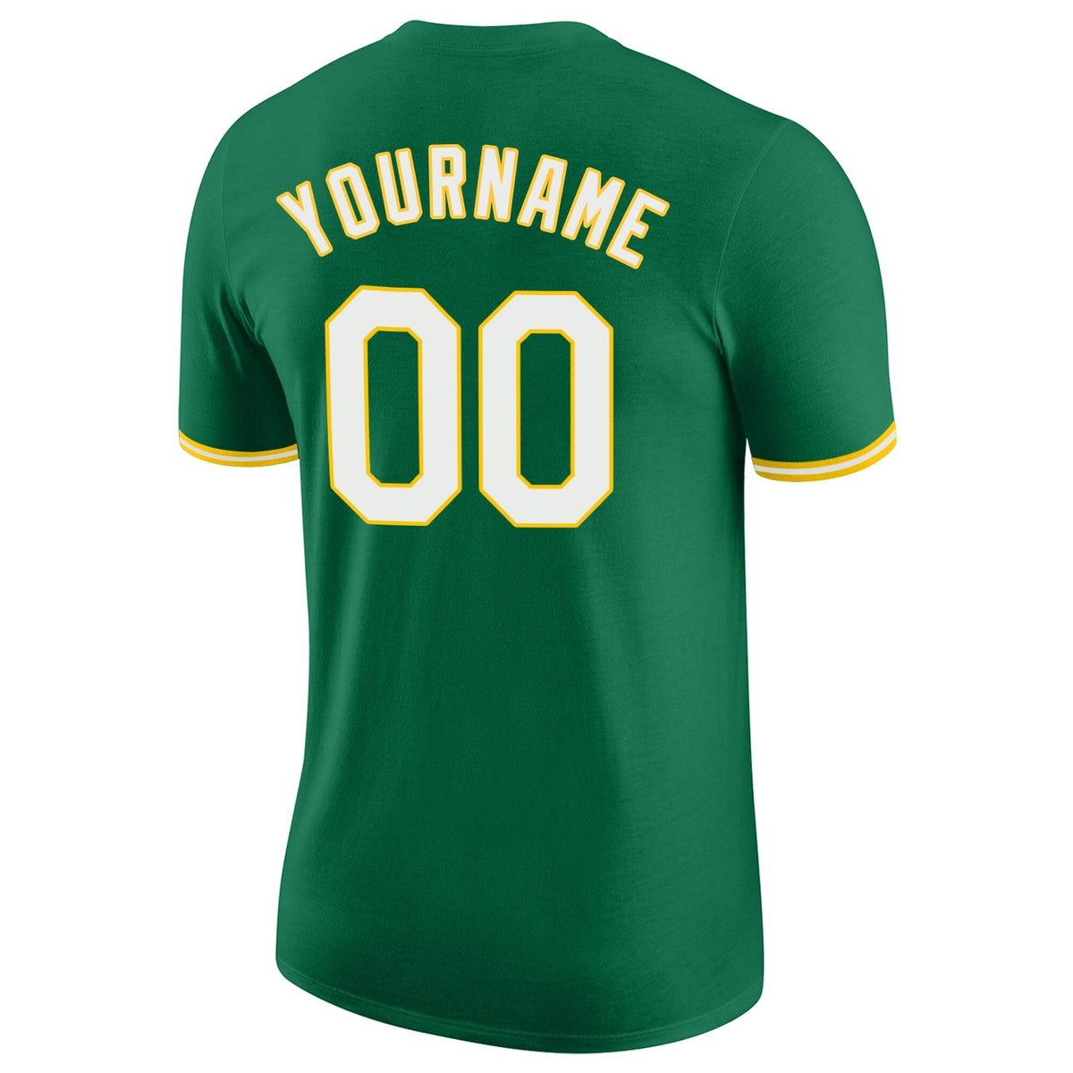 Custom Kelly Green White-Gold Performance T-Shirt photo 6