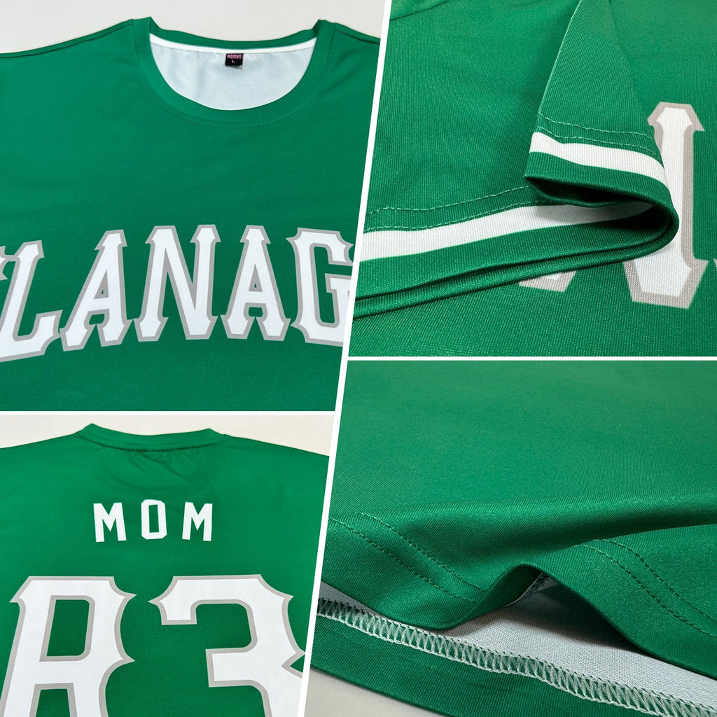 Custom Kelly Green White-Gray Performance T-Shirt photo 2