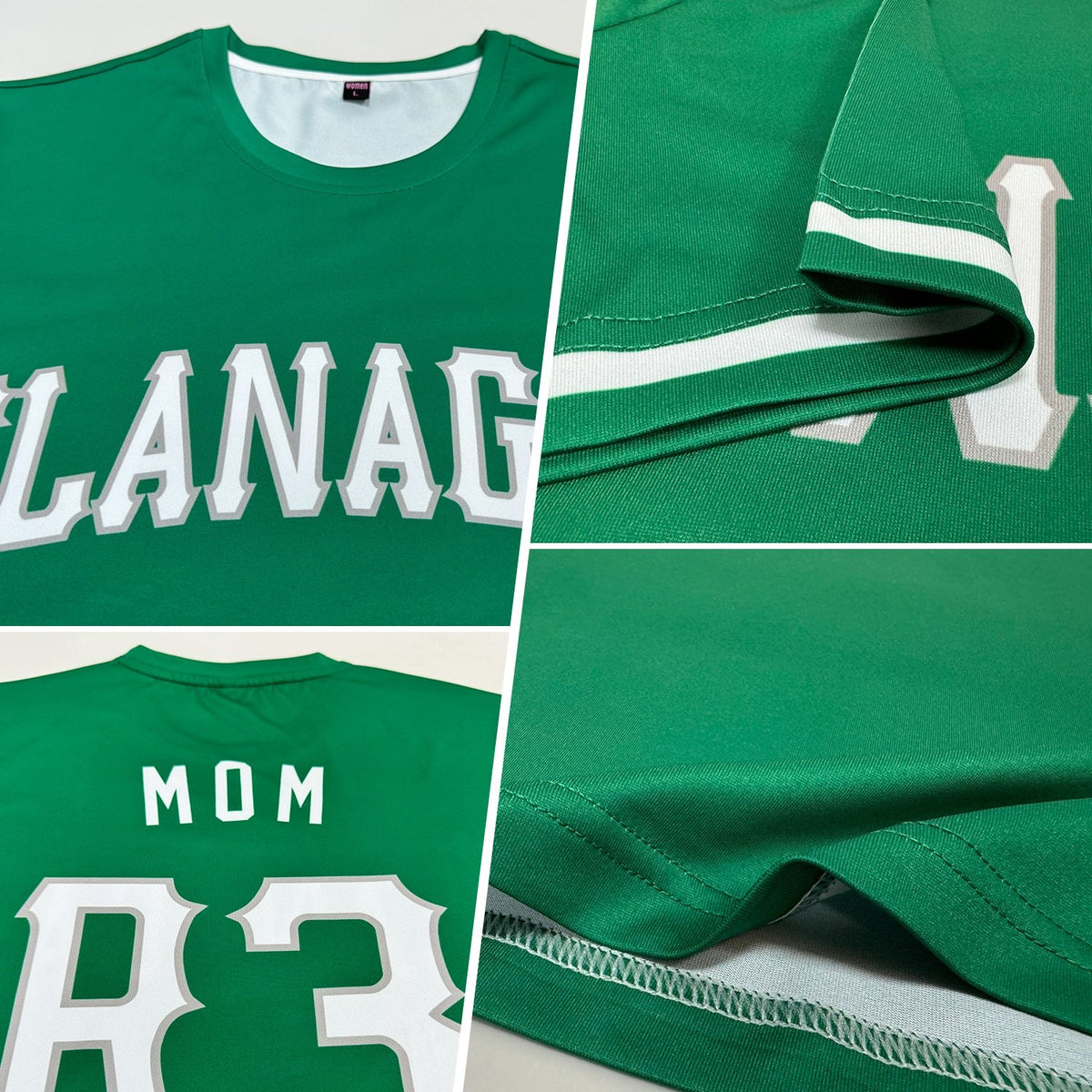Custom Kelly Green White-Gray Performance T-Shirt photo 2