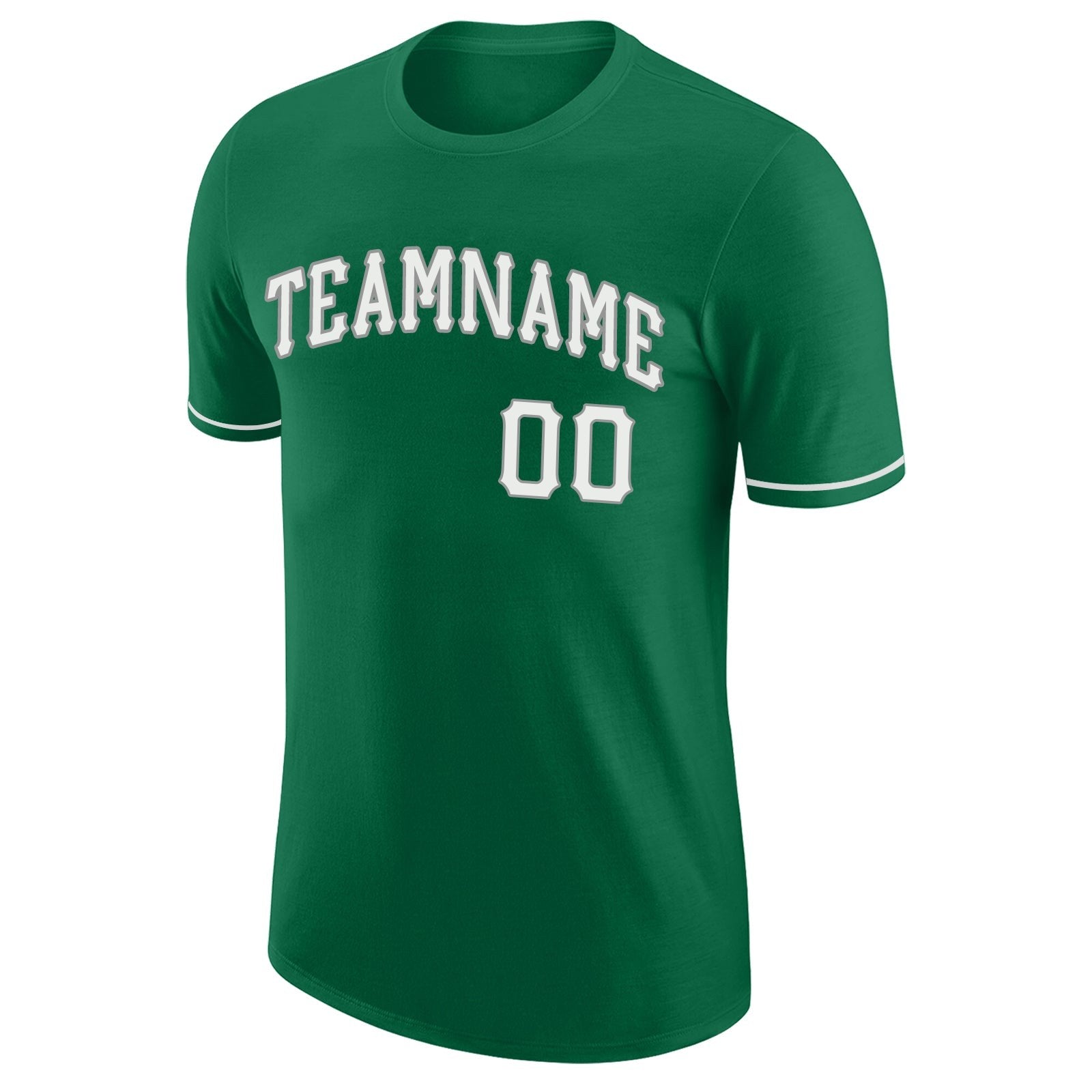 Custom Kelly Green White-Gray Performance T-Shirt photo 5