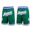 Custom Kelly Green White-Royal Authentic Throwback Basketball Shorts