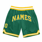 Custom Kelly Green Gold-White Authentic Throwback Basketball Shorts photo 1