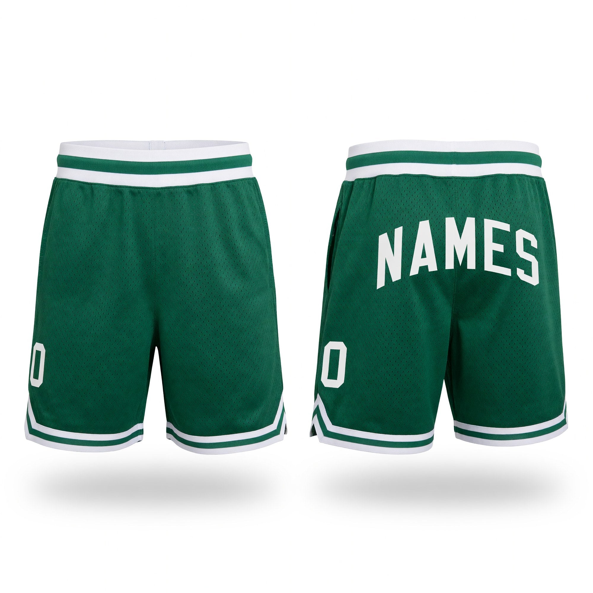 Custom Kelly Green White Authentic Throwback Basketball Shorts