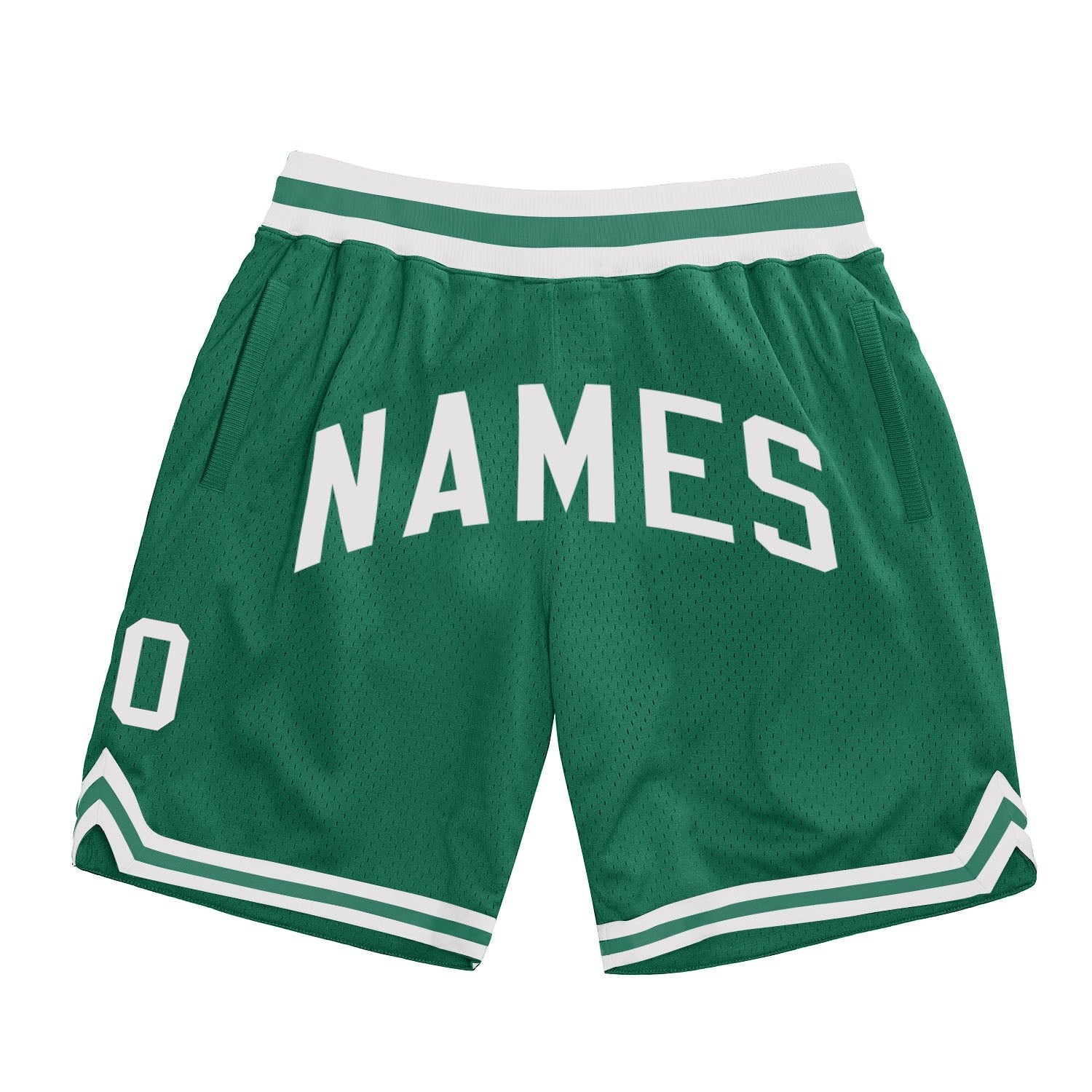 Custom Kelly Green White Authentic Throwback Basketball Shorts photo 1