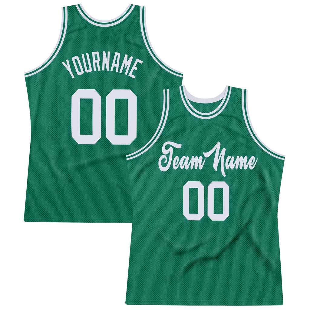 Custom Kelly Green White Authentic Throwback Basketball Jersey photo 1