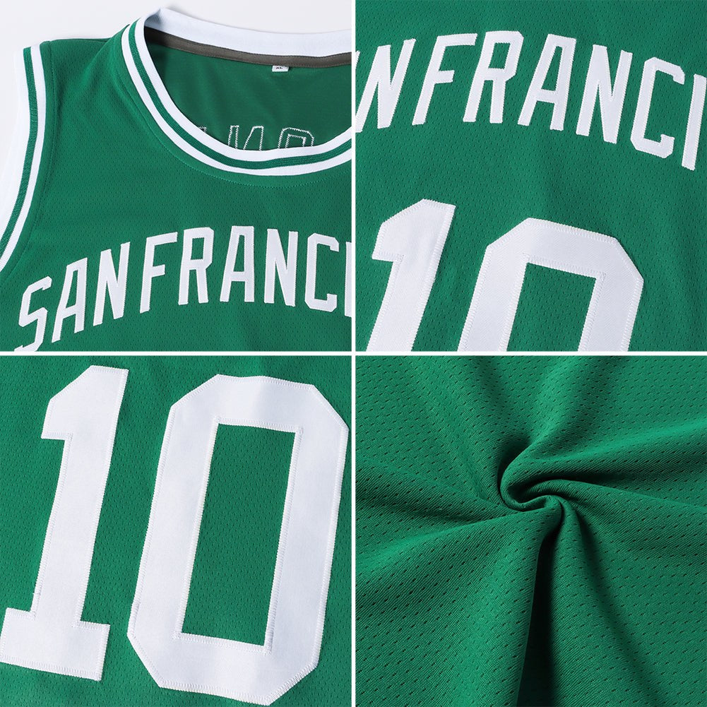 Custom Kelly Green White Authentic Throwback Basketball Jersey photo 4