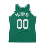 Custom Kelly Green White Authentic Throwback Basketball Jersey photo 5
