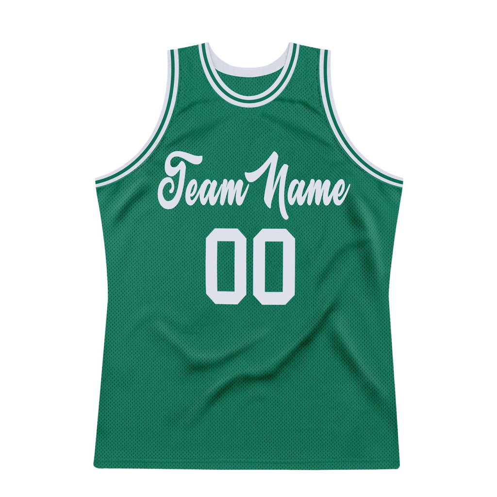 Custom Kelly Green White Authentic Throwback Basketball Jersey photo 6
