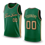 Custom Kelly Green Old Gold-Black Authentic Throwback Basketball Jersey