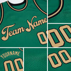 Custom Kelly Green Old Gold-Black Authentic Throwback Basketball Jersey detail