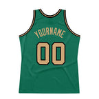 Custom Kelly Green Old Gold-Black Authentic Throwback Basketball Jersey photo 5