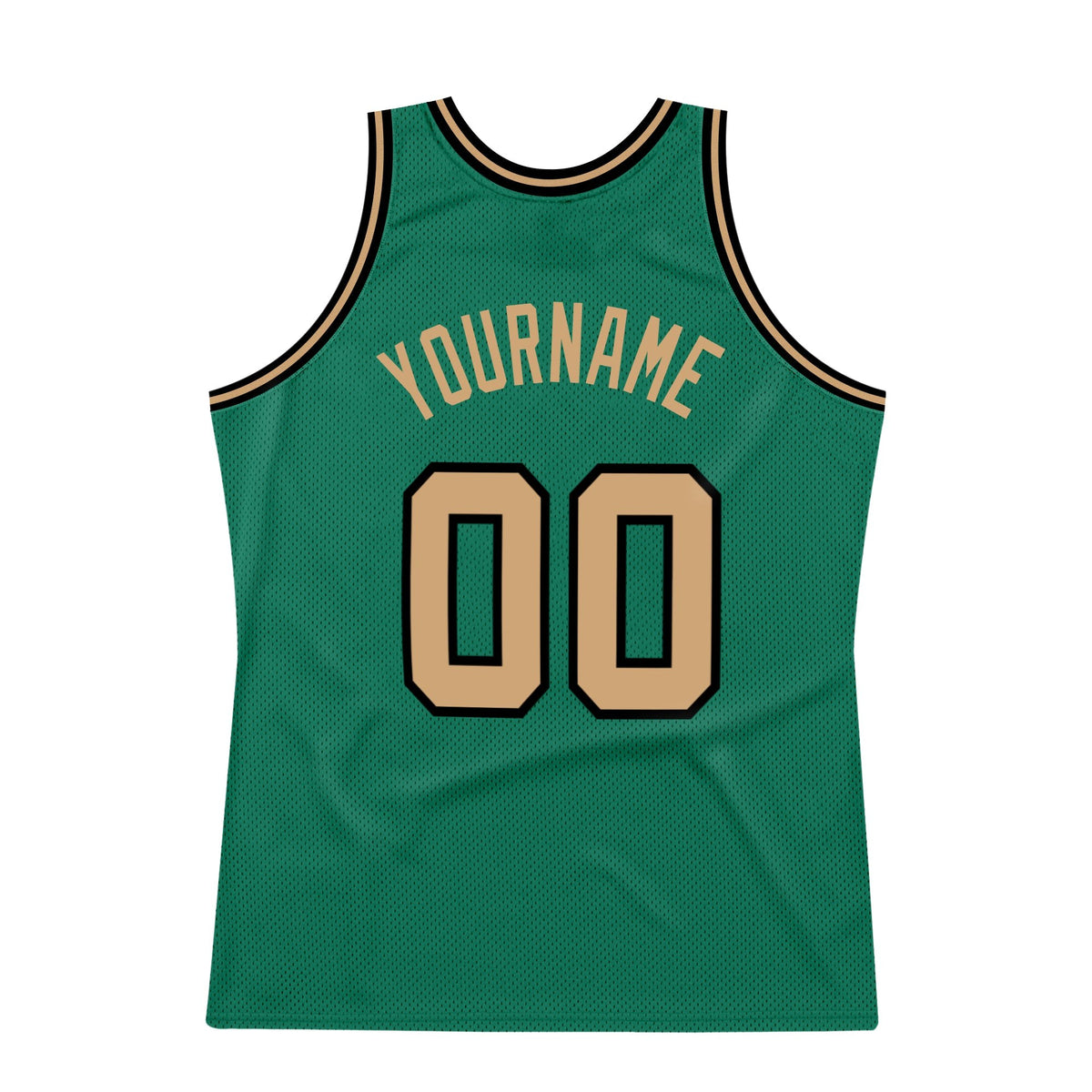 Custom Kelly Green Old Gold-Black Authentic Throwback Basketball Jersey photo 5