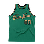 Custom Kelly Green Old Gold-Black Authentic Throwback Basketball Jersey photo 6