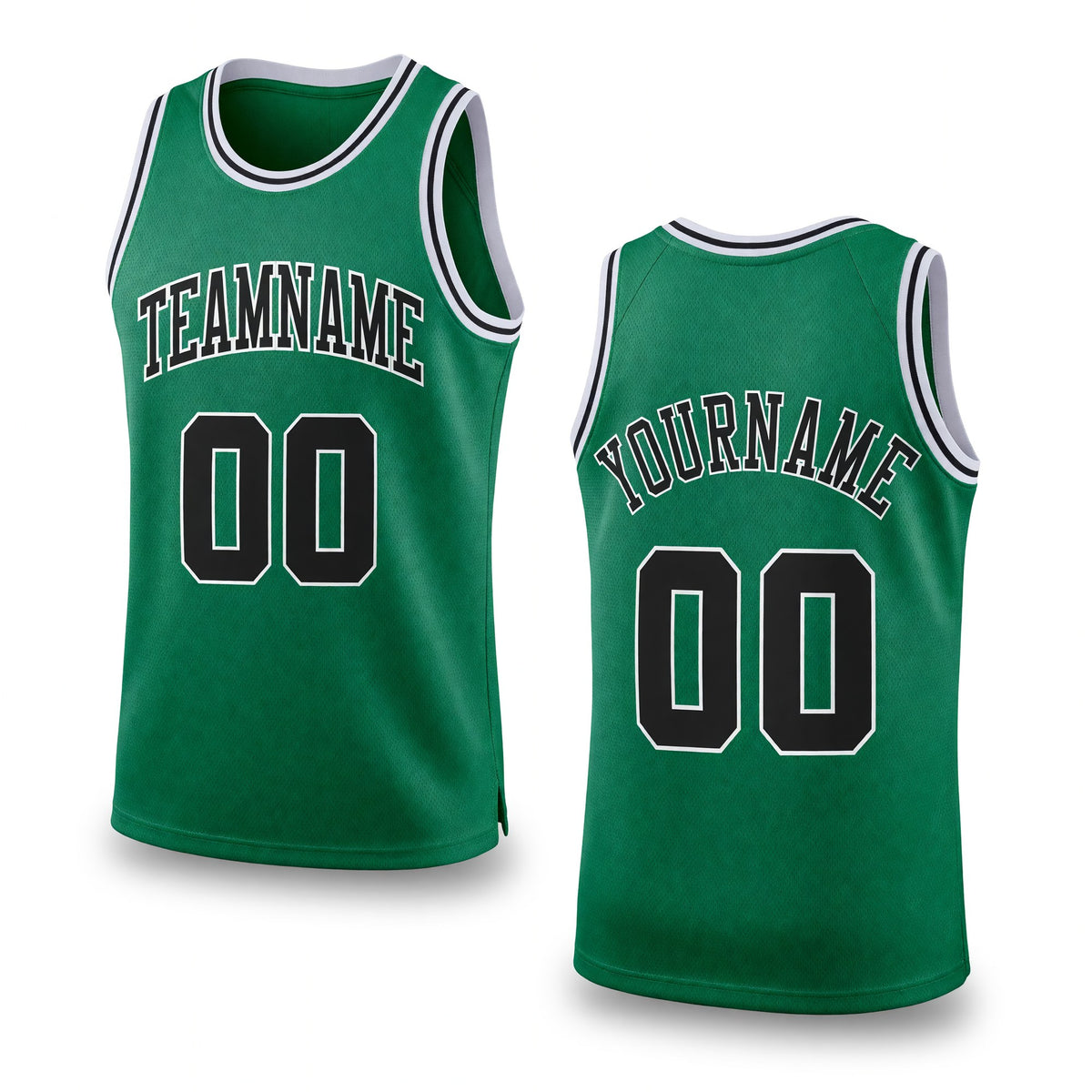 Custom Kelly Green Black-White Authentic Throwback Basketball Jersey