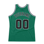 Custom Kelly Green Black-White Authentic Throwback Basketball Jersey photo 4