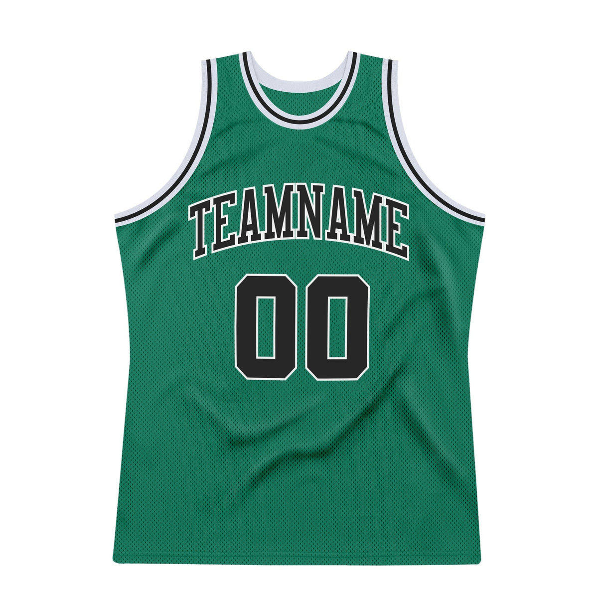 Custom Kelly Green Black-White Authentic Throwback Basketball Jersey photo 5