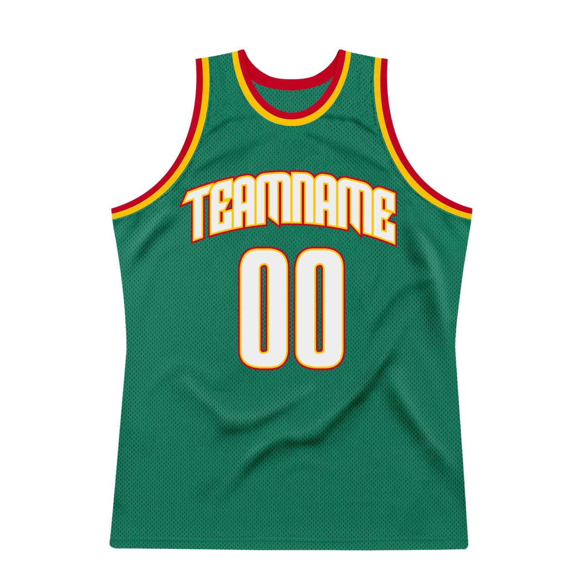 Custom Kelly Green White-Gold Authentic Throwback Basketball Jersey photo 4