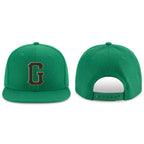 Custom Kelly Green Black-Old Gold Stitched Adjustable Snapback Hat