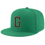 Custom Kelly Green Black-Old Gold Stitched Adjustable Snapback Hat photo 1