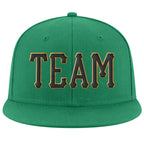 Custom Kelly Green Black-Old Gold Stitched Adjustable Snapback Hat photo 2