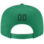 Custom Kelly Green Black-Old Gold Stitched Adjustable Snapback Hat photo 3
