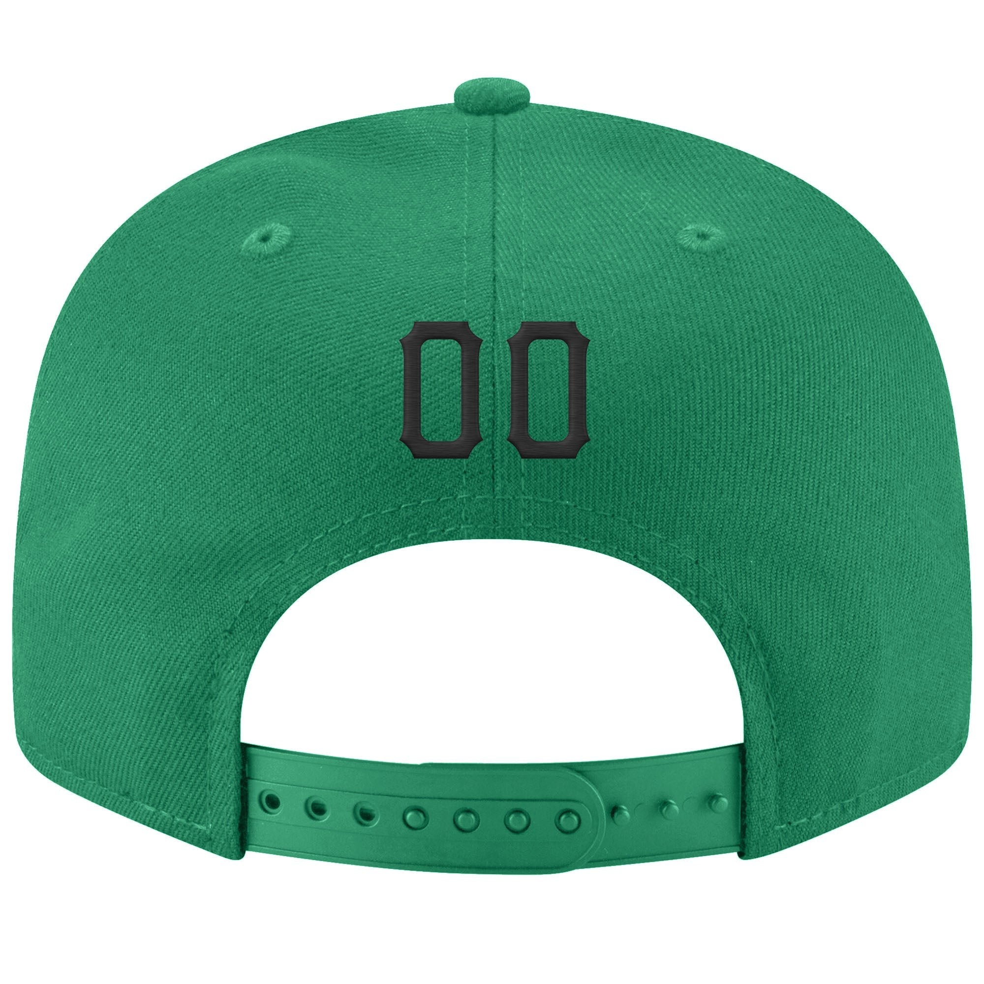 Custom Kelly Green Black-Old Gold Stitched Adjustable Snapback Hat photo 3