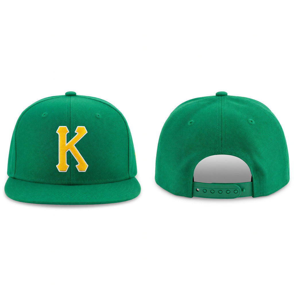 Custom Kelly Green Gold-White Stitched Adjustable Snapback Hat