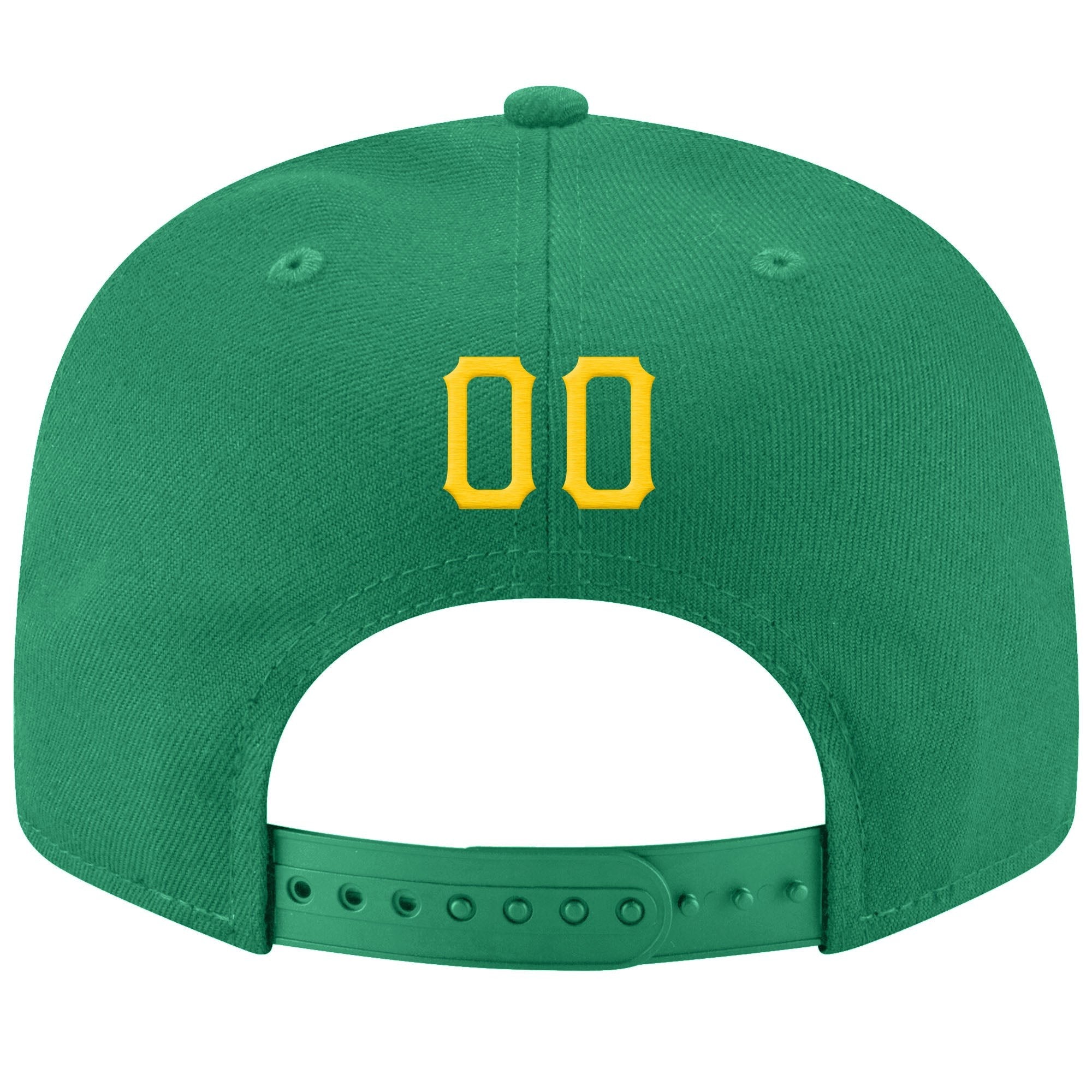 Custom Kelly Green Gold-White Stitched Adjustable Snapback Hat photo 3