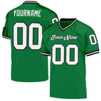 Custom Grass Green White-Black Mesh Authentic Throwback Football Jersey photo 1