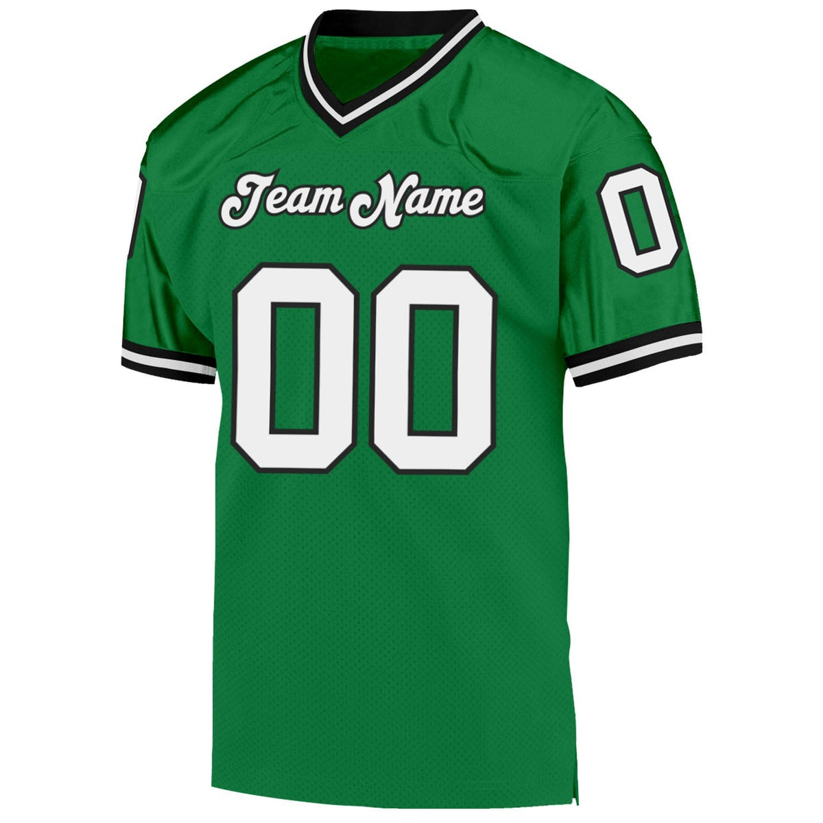 Custom Grass Green White-Black Mesh Authentic Throwback Football Jersey photo 2