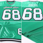 Custom Grass Green White-Black Mesh Authentic Throwback Football Jersey photo 7