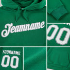 Custom Stitched Kelly Green White-Gray Sports Pullover Sweatshirt Hoodie detail