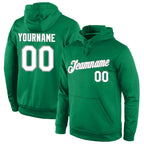 Custom Stitched Kelly Green White-Gray Sports Pullover Sweatshirt Hoodie photo 1