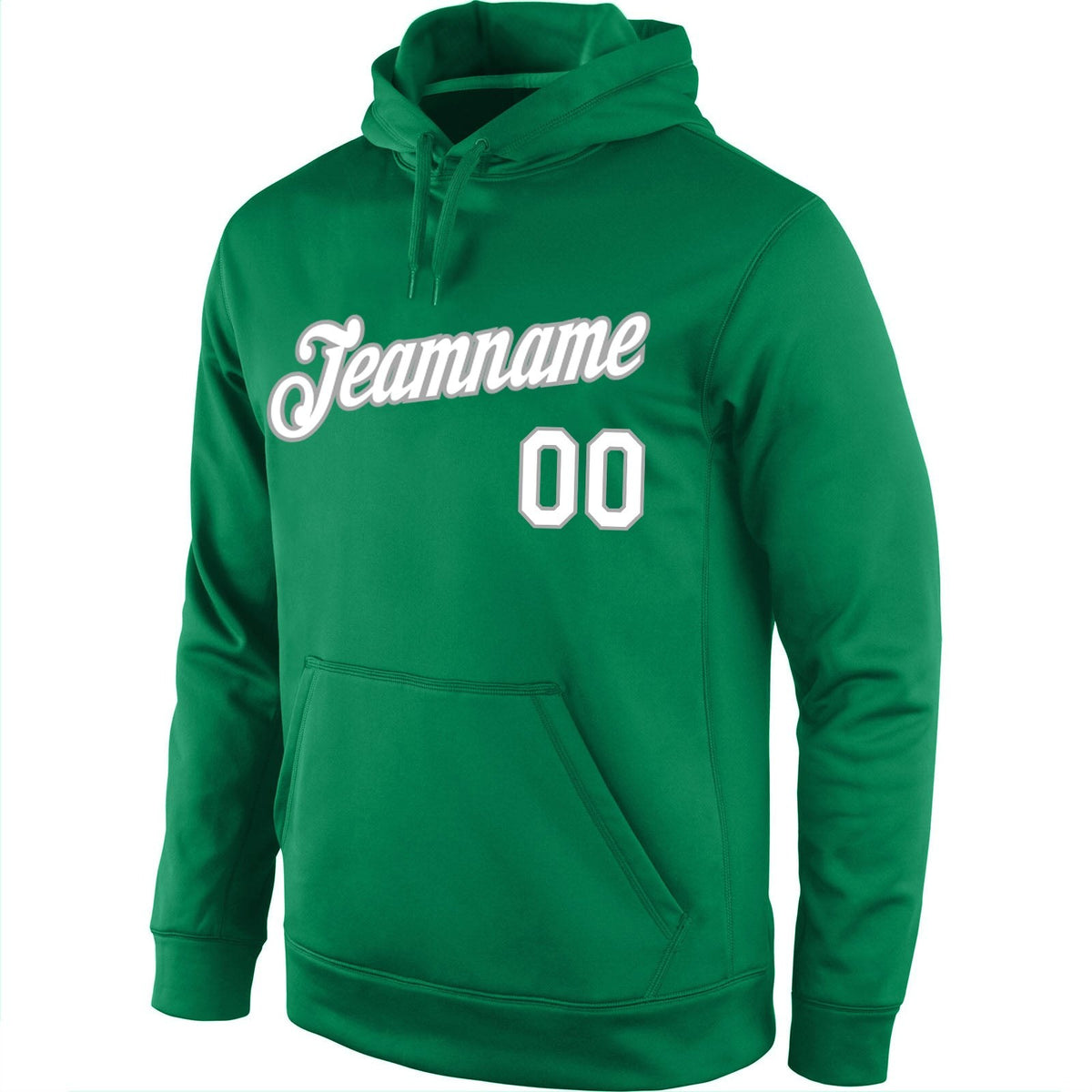 Custom Stitched Kelly Green White-Gray Sports Pullover Sweatshirt Hoodie photo 2