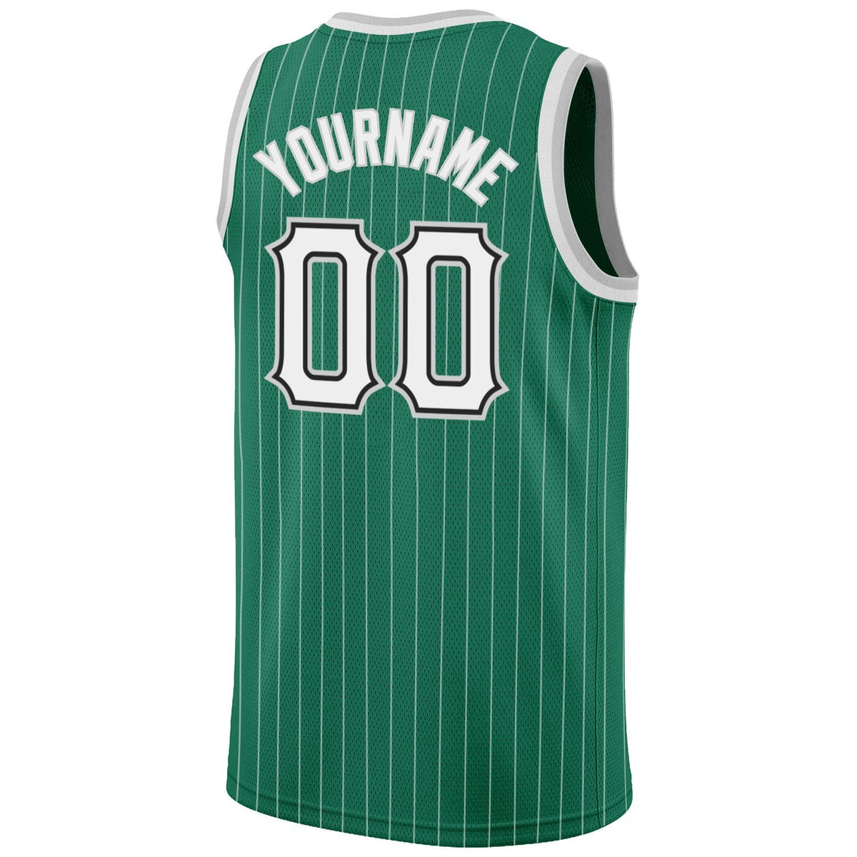 Custom Kelly Green White Pinstripe White-Gray Authentic Basketball Jersey photo 5