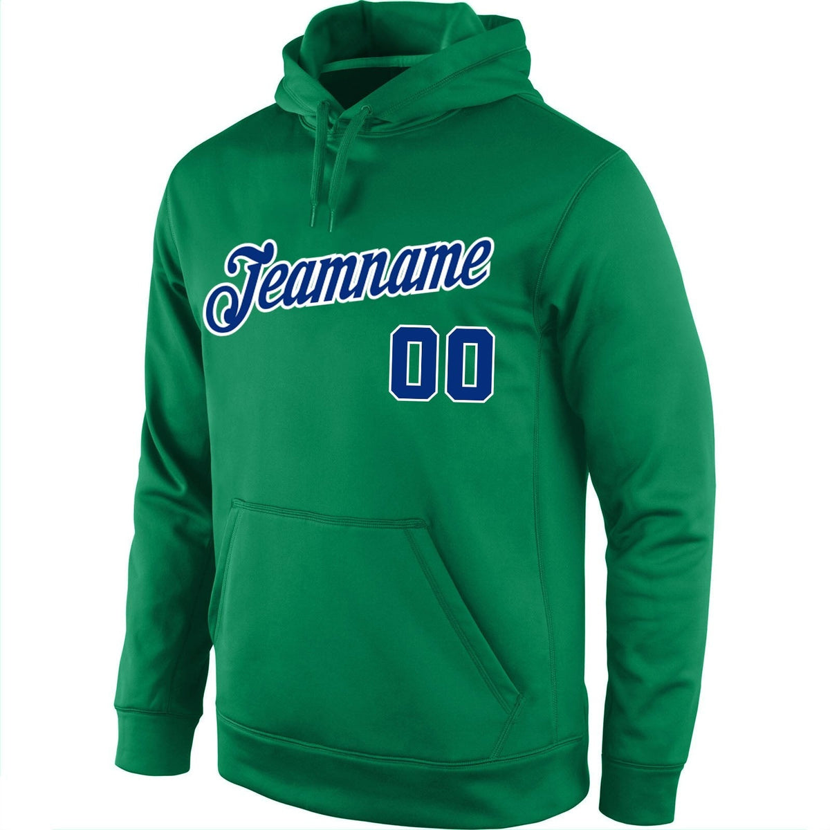 Custom Stitched Kelly Green Royal-White Sports Pullover Sweatshirt Hoodie photo 2
