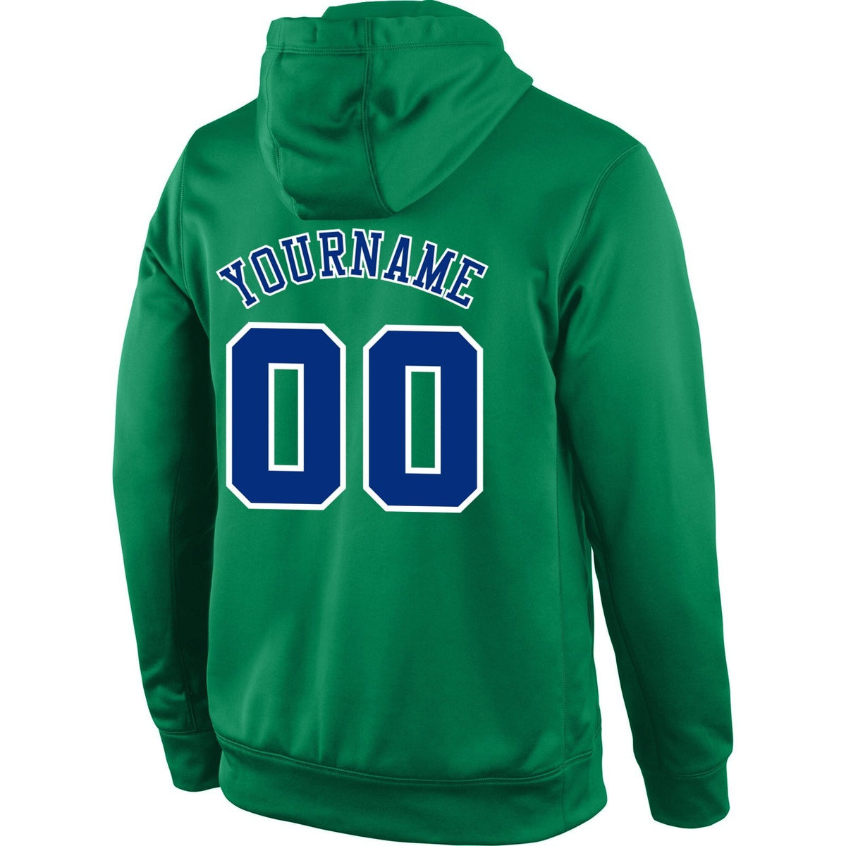 Custom Stitched Kelly Green Royal-White Sports Pullover Sweatshirt Hoodie photo 3