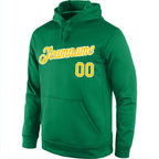 Custom Stitched Kelly Green Gold-White Sports Pullover Sweatshirt Hoodie photo 2