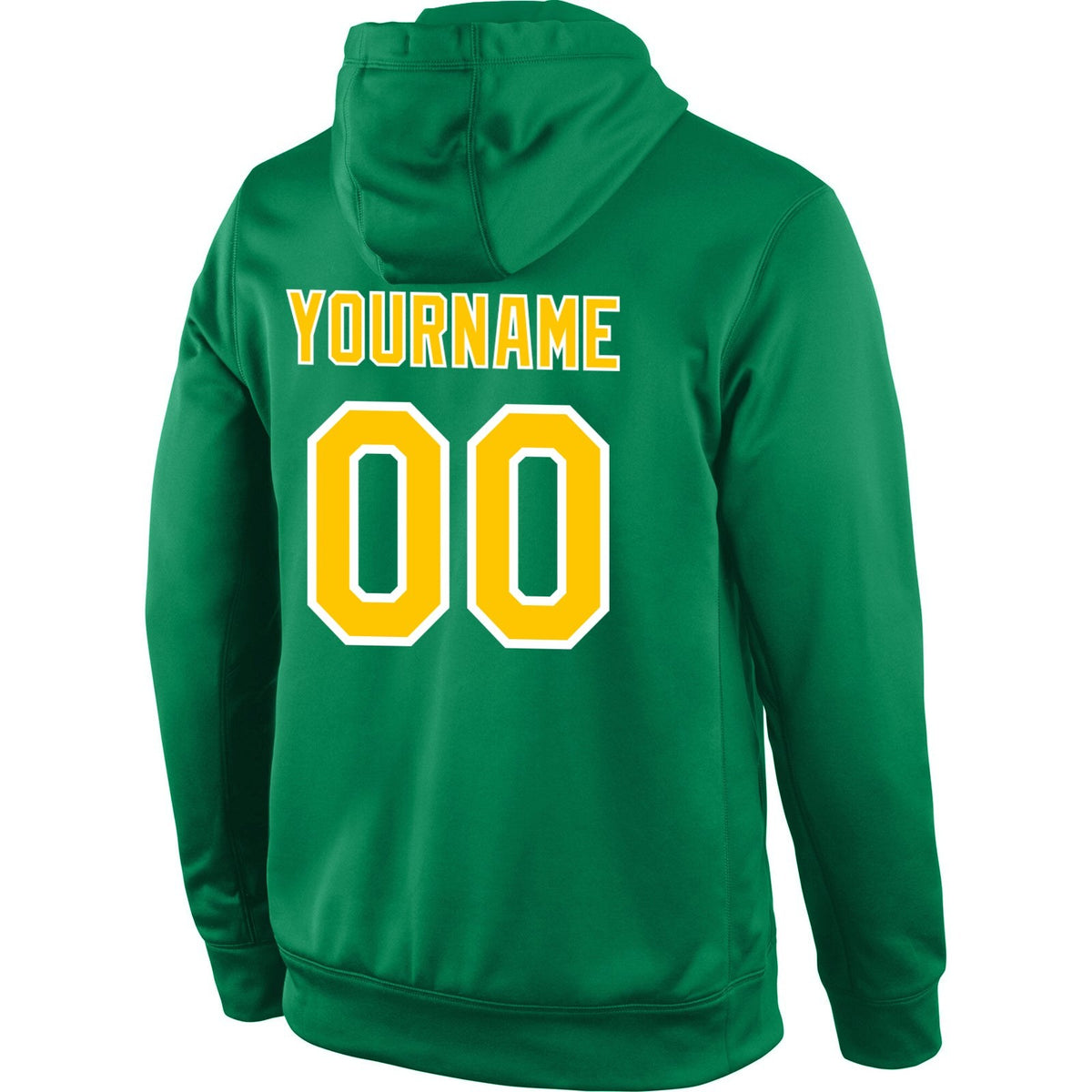 Custom Stitched Kelly Green Gold-White Sports Pullover Sweatshirt Hoodie photo 3
