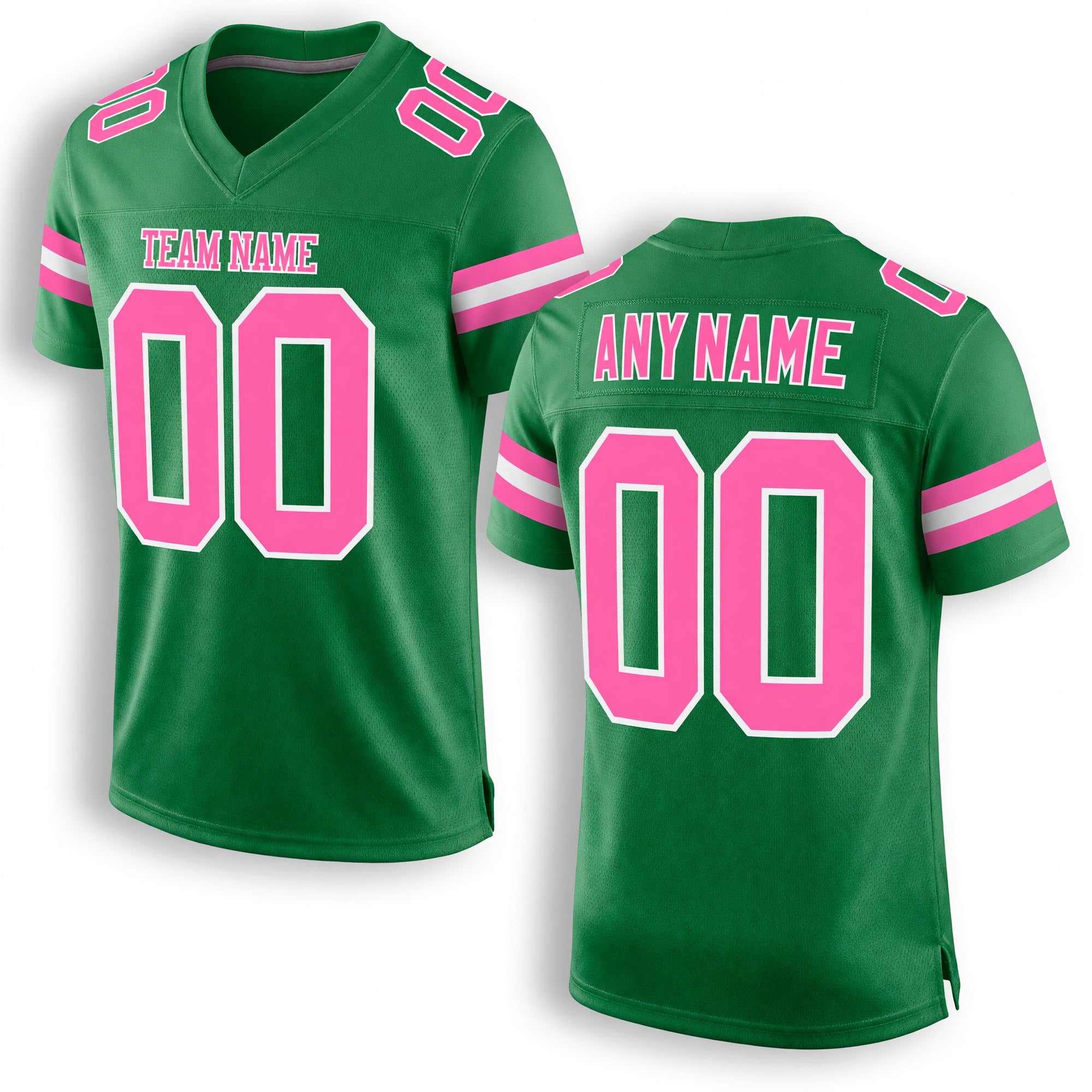 Custom Grass Green Pink-White Mesh Authentic Football Jersey
